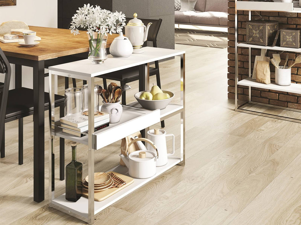 Matte White and Chrome Plated Console Table G738404