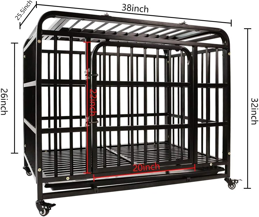 Heavy Duty Metal Dog Crate with Four Wheels, 38 inches C2183
