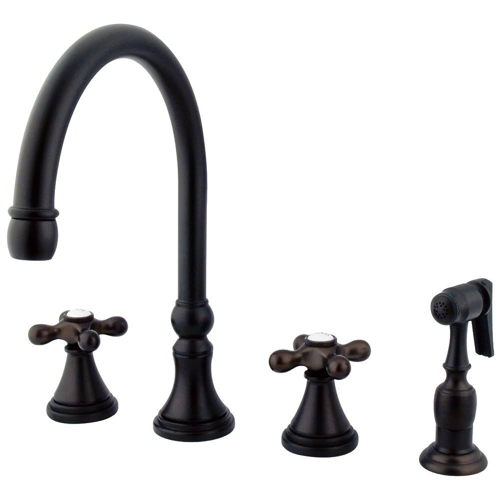 Oil Rubbed Bronze Deck Mount Kitchen Faucet with Brass Sprayer O845