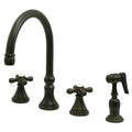 Oil Rubbed Bronze Deck Mount Kitchen Faucet with Brass Sprayer O845