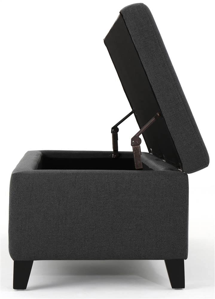 Dark Gray and Dark Brown Storage Ottoman R9229