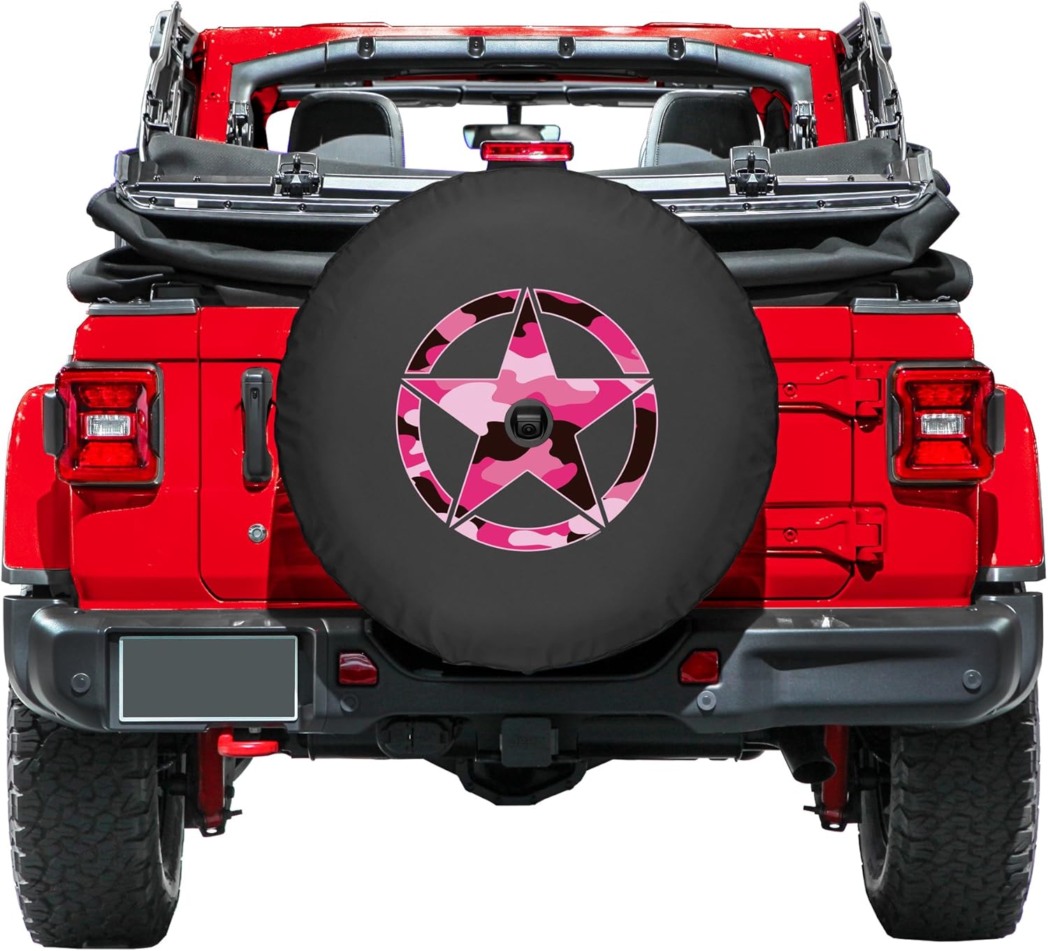 Camo Star Pink Print 32 Soft JL Tire Cover for Jeep Wrangler JL with Back-up Camera V177204