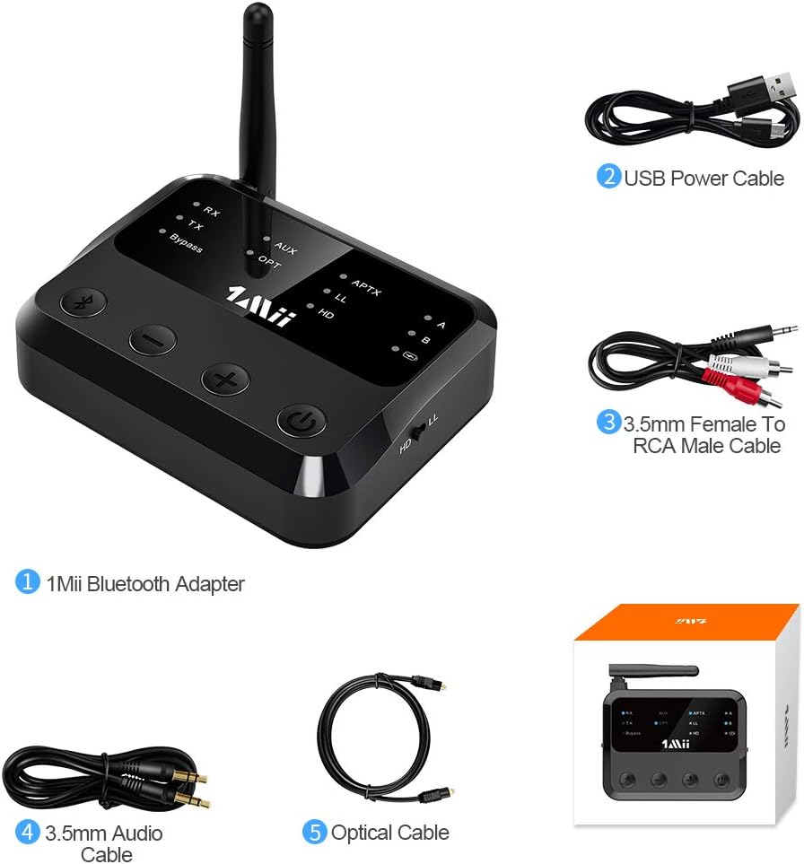 Bluetooth Receiver Adapter for Home Stereo, Optical Aux RCA Audio Outputs/Inputs R865983