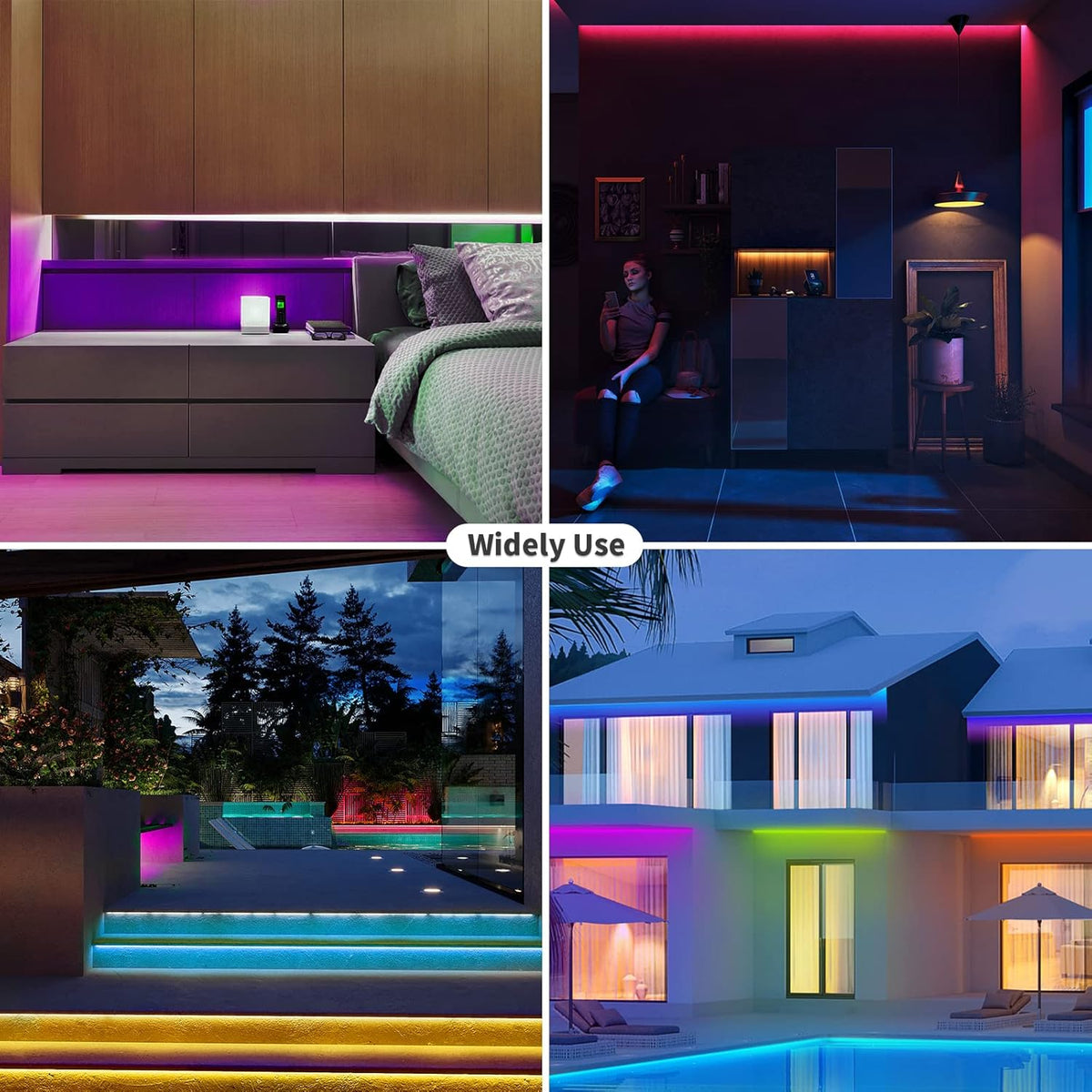 16.4ft RGB LED Strip Lights with Smart App Control, IP67 Waterproof Dimmable Silicone Light Strip B542209