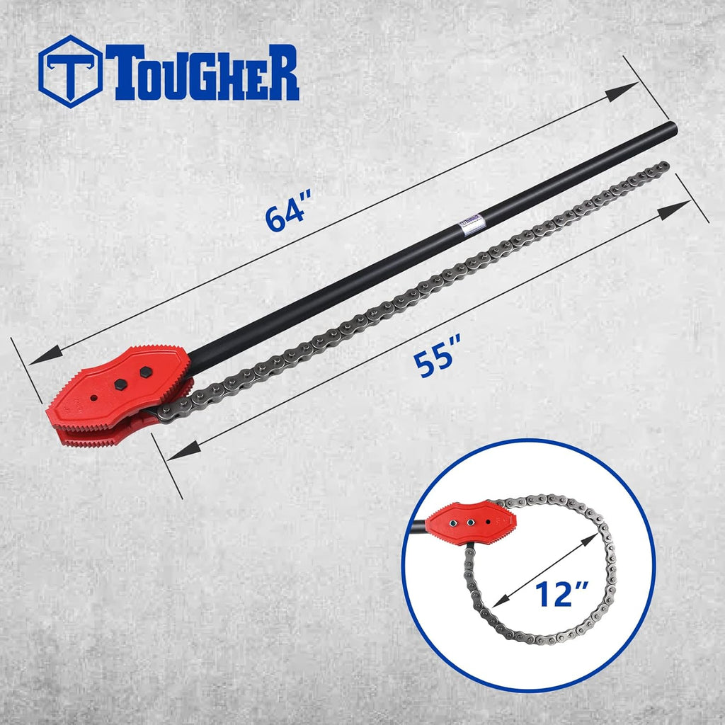 64inch Double-end Chain Pipe Wrench, Chain Tongs, Heavy Duty Plumbing Tool Y644