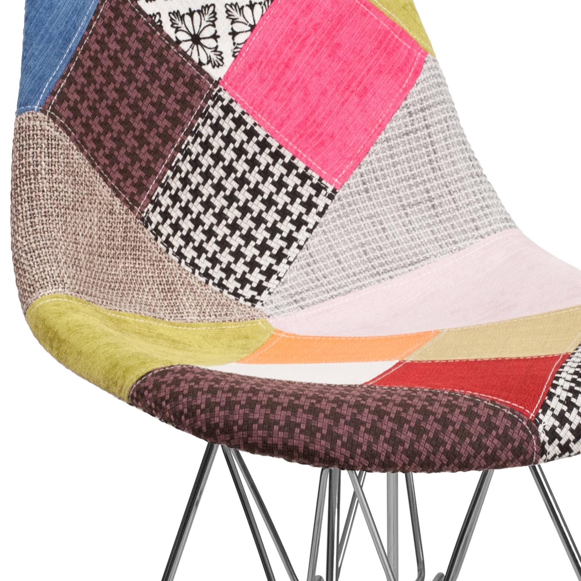 Patchwork Fabric Chair with Chrome Base L771633