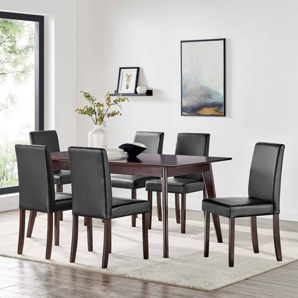 7 Piece Faux Leather Dining Set Cappuccino Black N84317