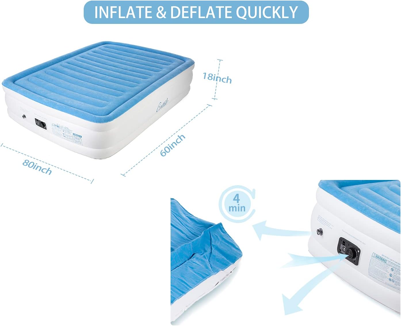 Air Mattress with Electric Internal Pump, Twin 75x40x18 J769