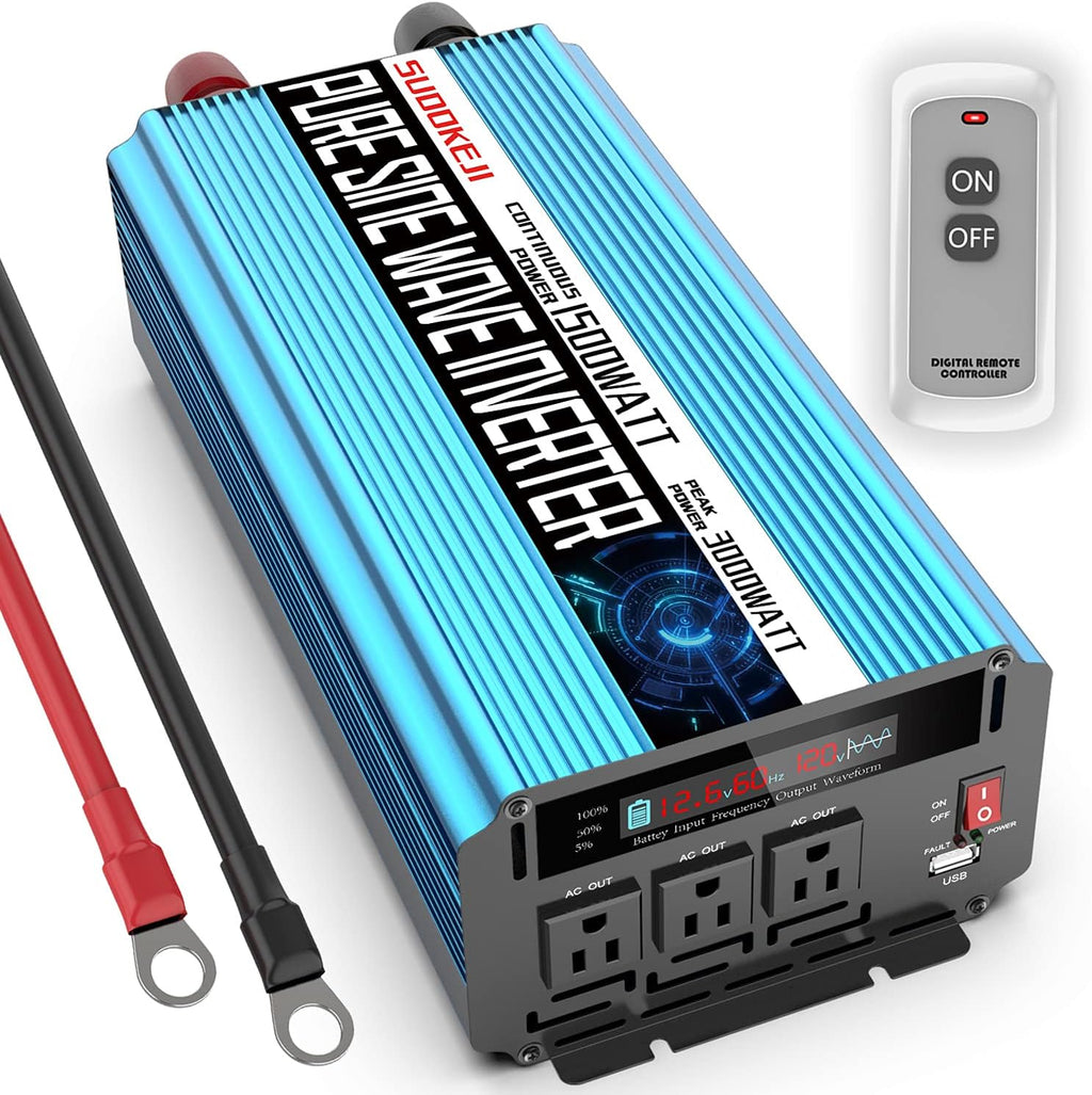 2000W Pure Sine Wave Power Inverter 12V DC to AC 110V/120V Converter with LCD Display Y867242