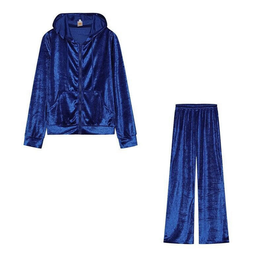 Velour 2-Piece Hoodie Tracksuit Set X794