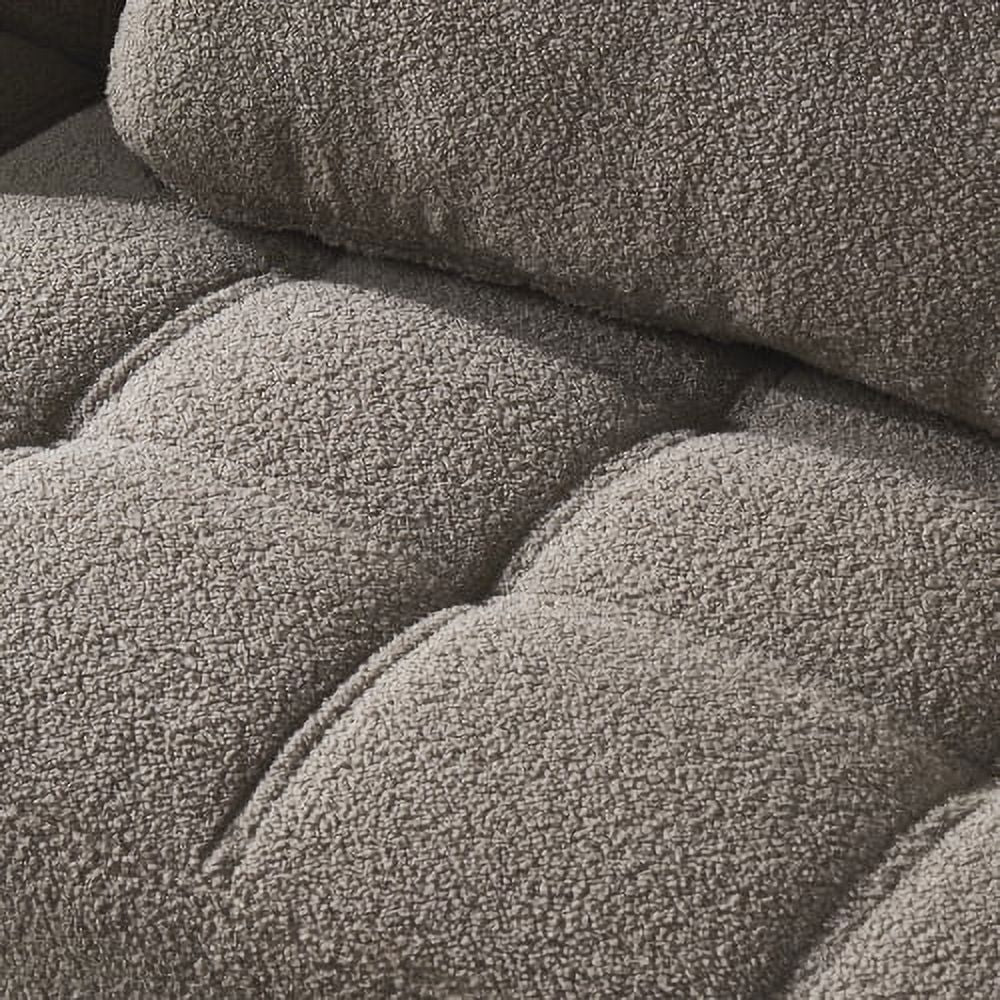 Gold Teddy Fabric Convertible Sofa Bed with Metal Legs A466