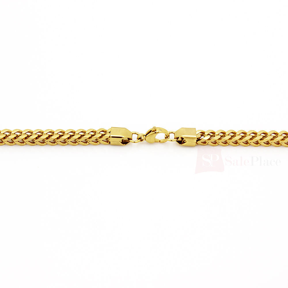 Gold Stainless Steel Franco Cuban Box Chain Necklace S303418