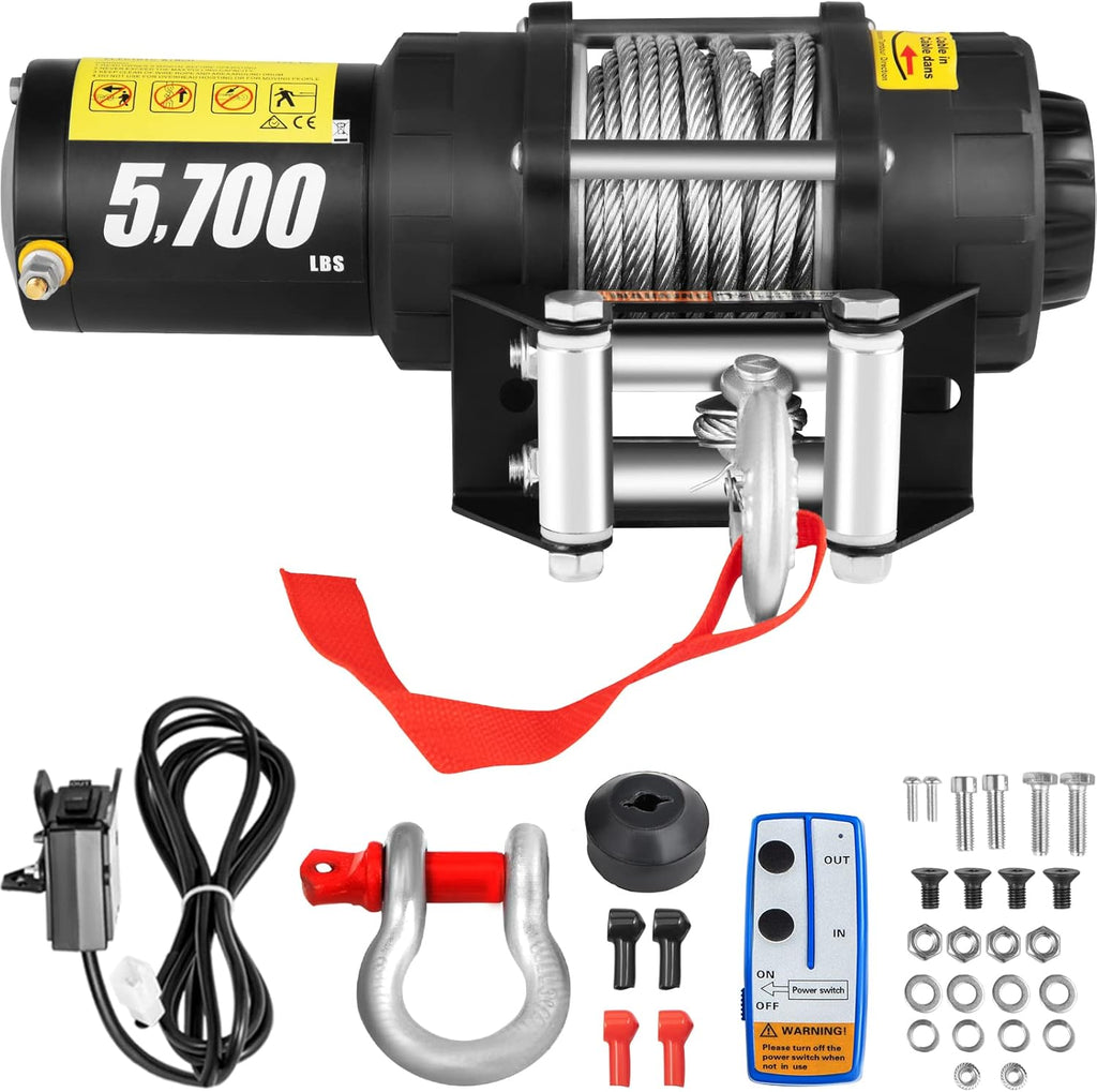 5700 lbs Electric Winch with Steel Cable and Wireless Remote T65779