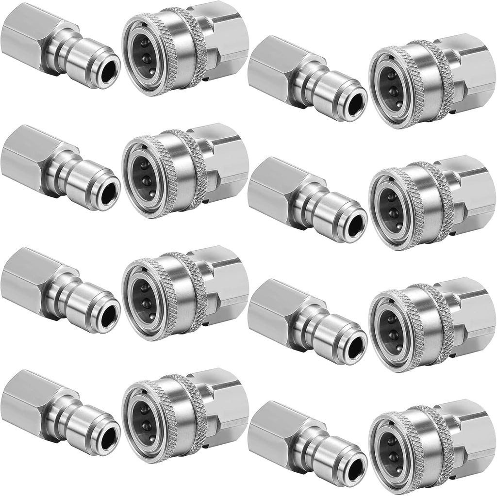 8 Sets NPT 3/8 Inch Stainless Steel Quick Hose Connector Fittings E425704