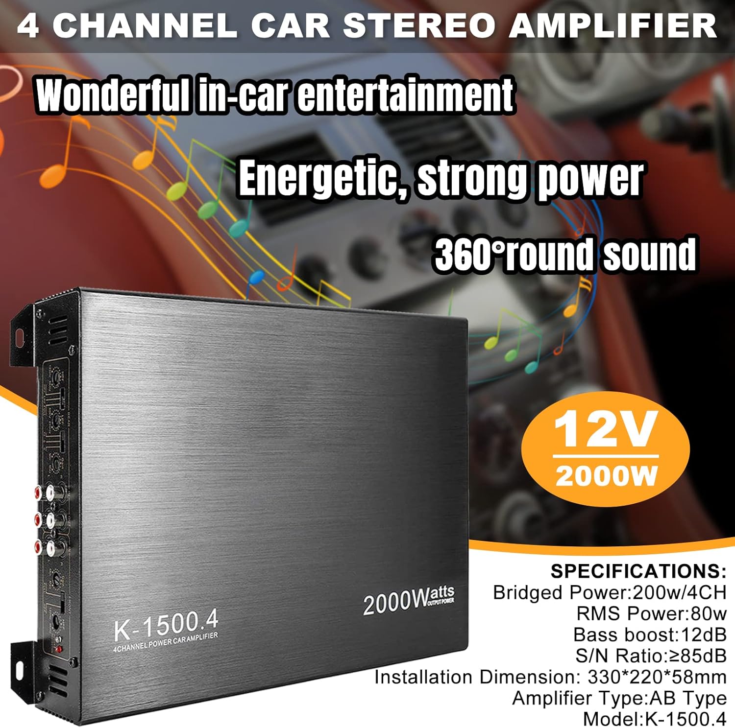2000W 4 Channel Car Amplifier O848