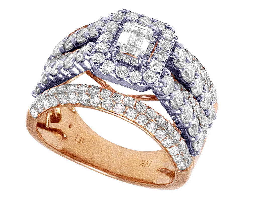 14K Two-Tone Emerald Cut Solitaire Diamond Engagement Ring 3.5 CT E7762