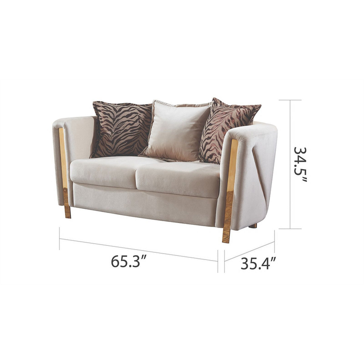 Beige 2Pc Velvet Living Room Set O459