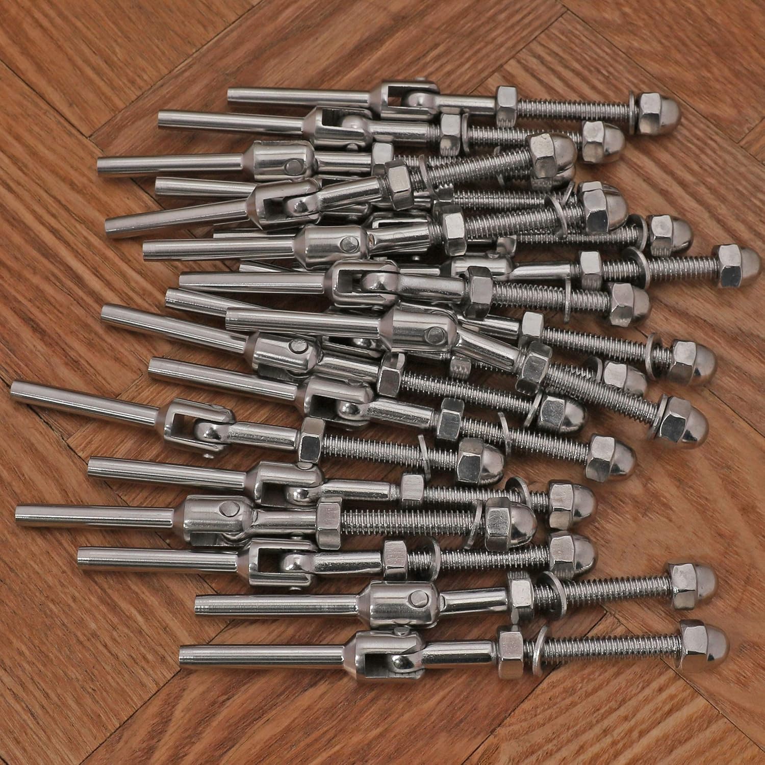 1/8 Inch T316 Stainless Steel Adjustable Cable Railing Kit for 1.5 Inch Metal Post, 20 Pack F1242