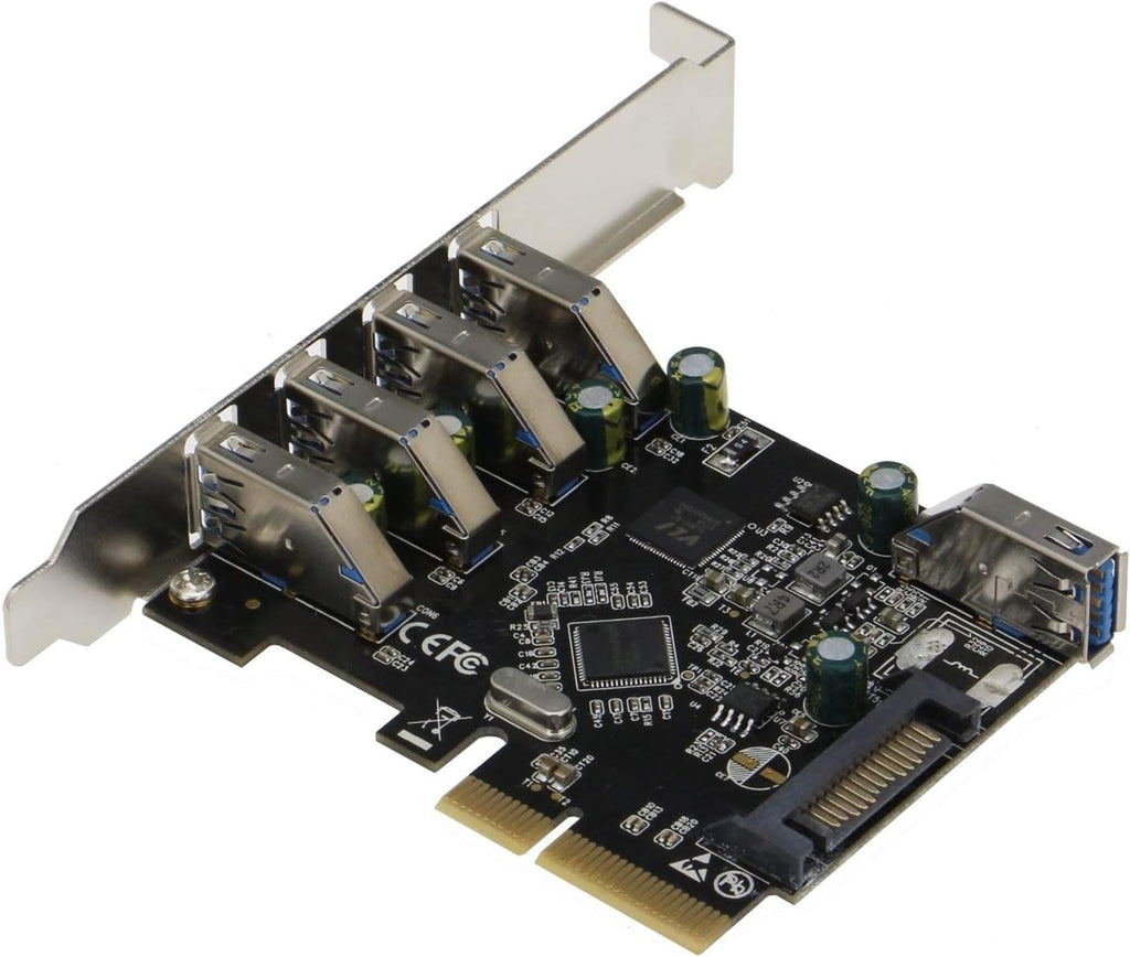 PCIe 5 Port USB 3.1 Gen II Adapter Card with Low and Standard Profile Brackets Q496