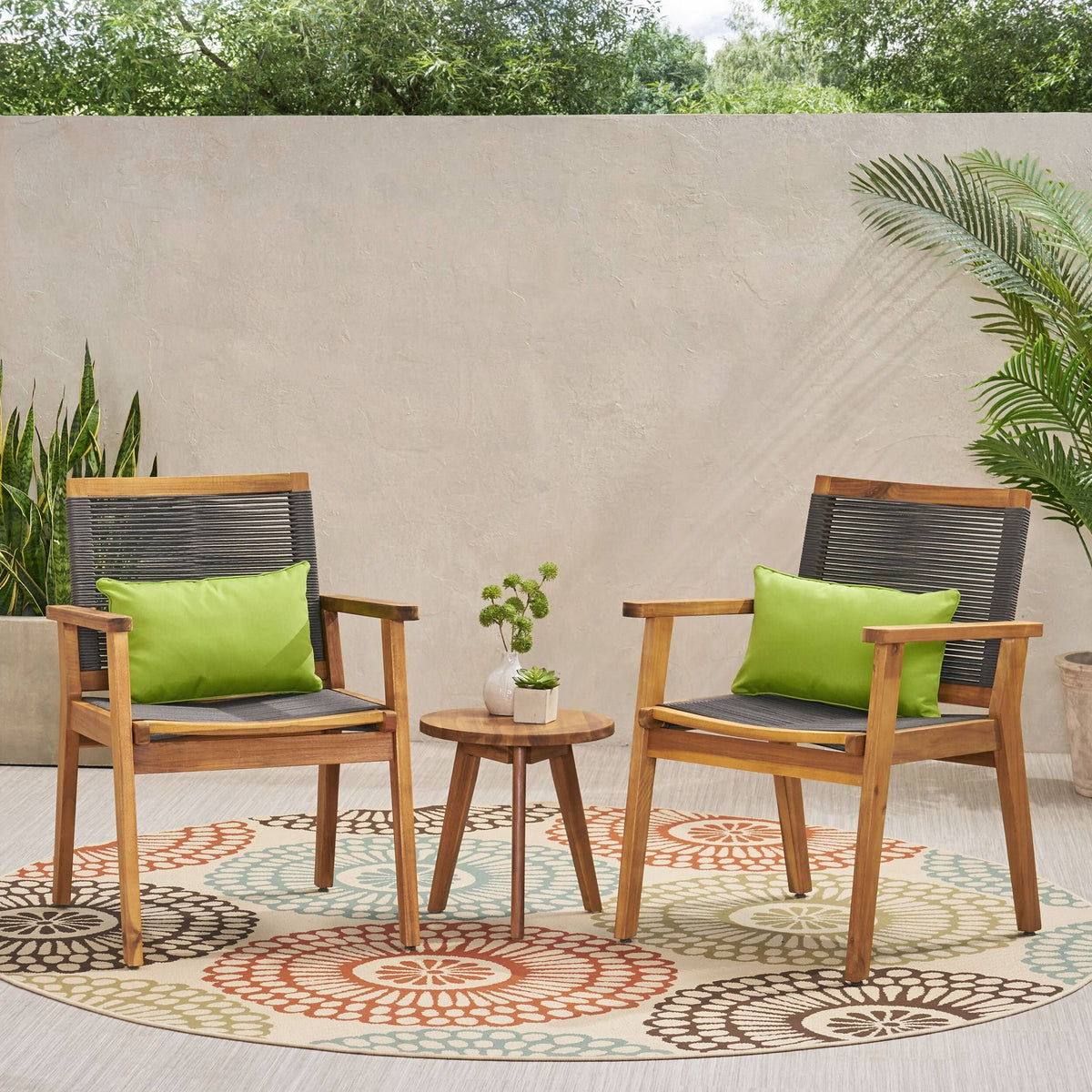 3PC Patio Acacia Wood Chat Set V4201