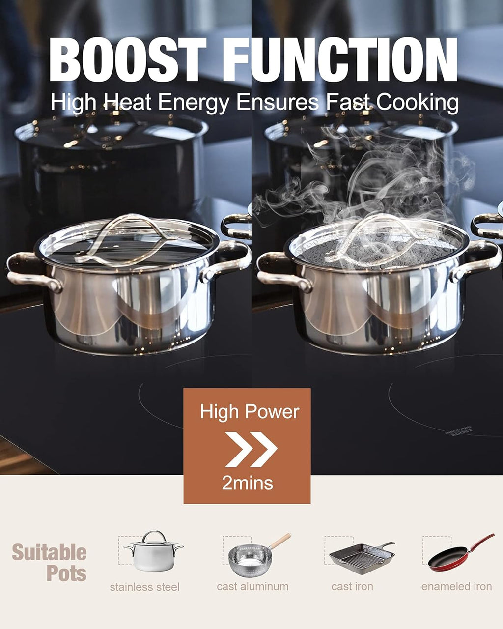 Induction Cooktop 2 Burner 12 Inch Electric Stove Top 3500W Built-in Dual Induction Cooker D98493