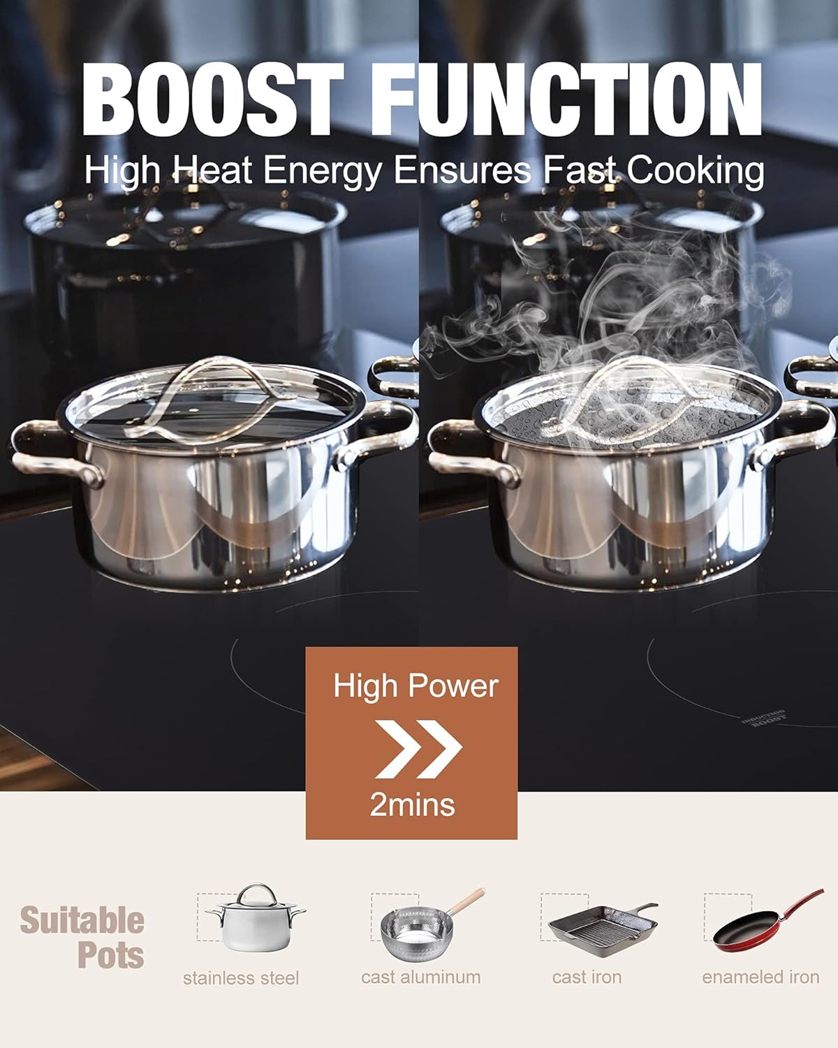 Induction Cooktop 2 Burner 12 Inch Electric Stove Top 3500W Built-in Dual Induction Cooker D98493