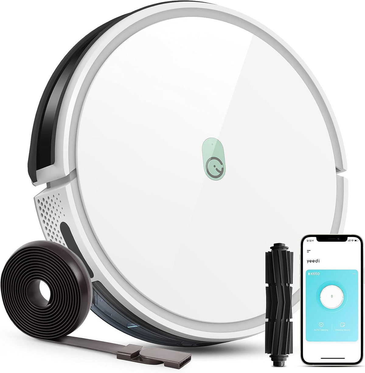 Robot Vacuum with Boundary Strips, 2000pa Wi-Fi Robotic Vacuum Cleaner with 800ML Big Dustbin, 130-min Runtime M67082