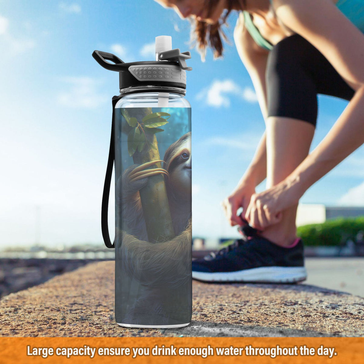 32oz Tritan Leakproof Clear Water Bottle with Straw J88136