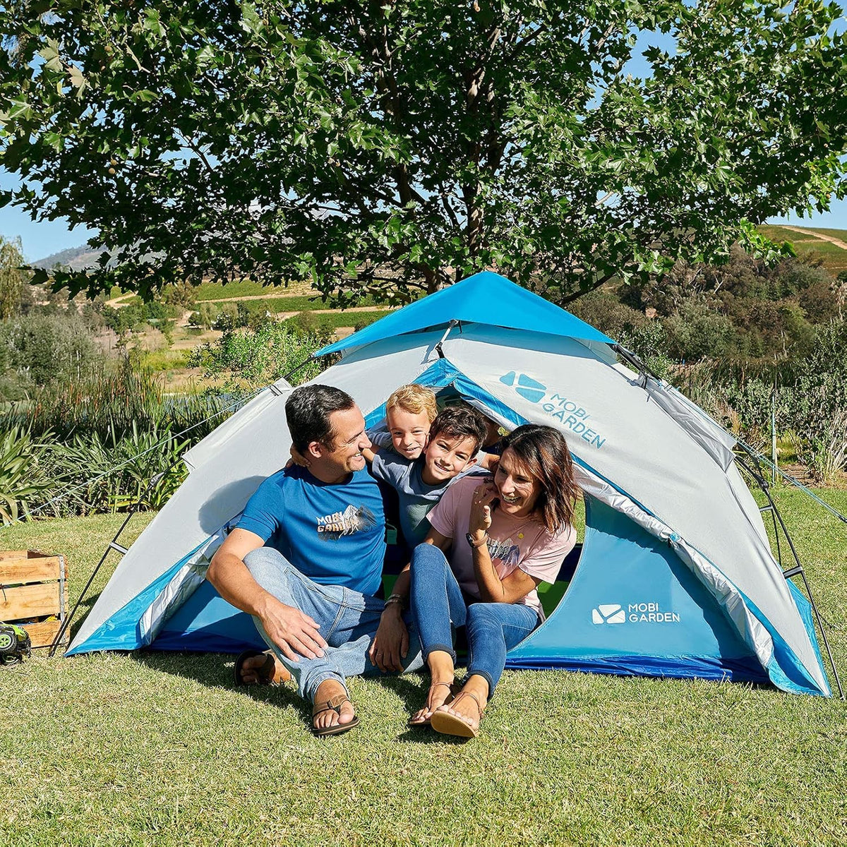 Blue 4 Person Instant Pop Up Camping Tent X3558
