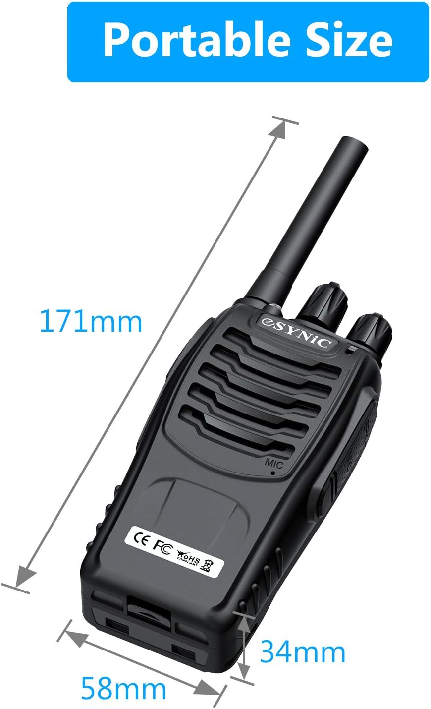 Rechargeable Walkie Talkies with Earpieces 2pcs Two-Way Radios 16 Channel USB Cable Charging Handheld Transceiver with Flashlight Pack of 2 N997