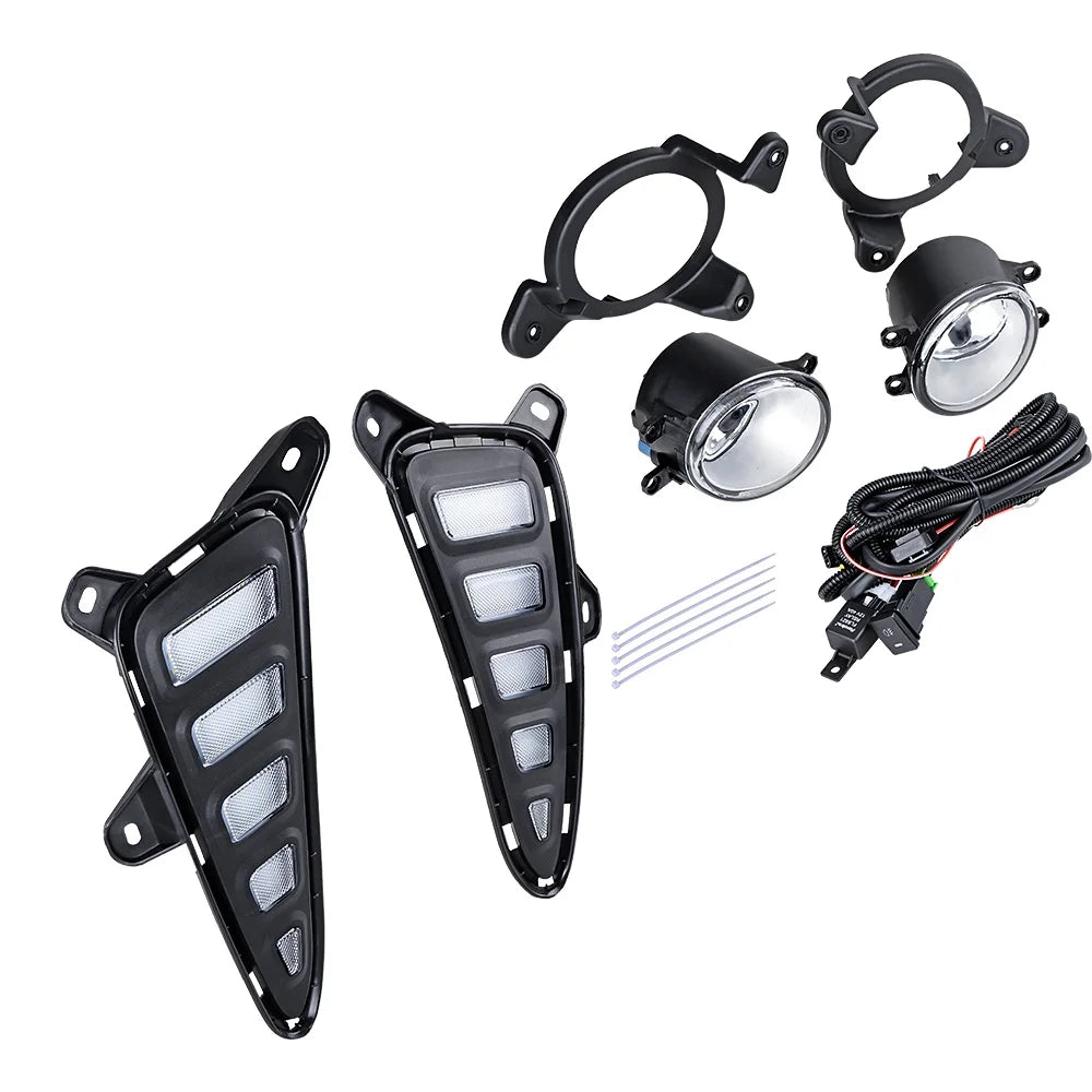 Front LED DRL Daytime Running Light Turn Signal Fog Lamps Bezel Set for Toyota C-HR 2016-2019 B319241
