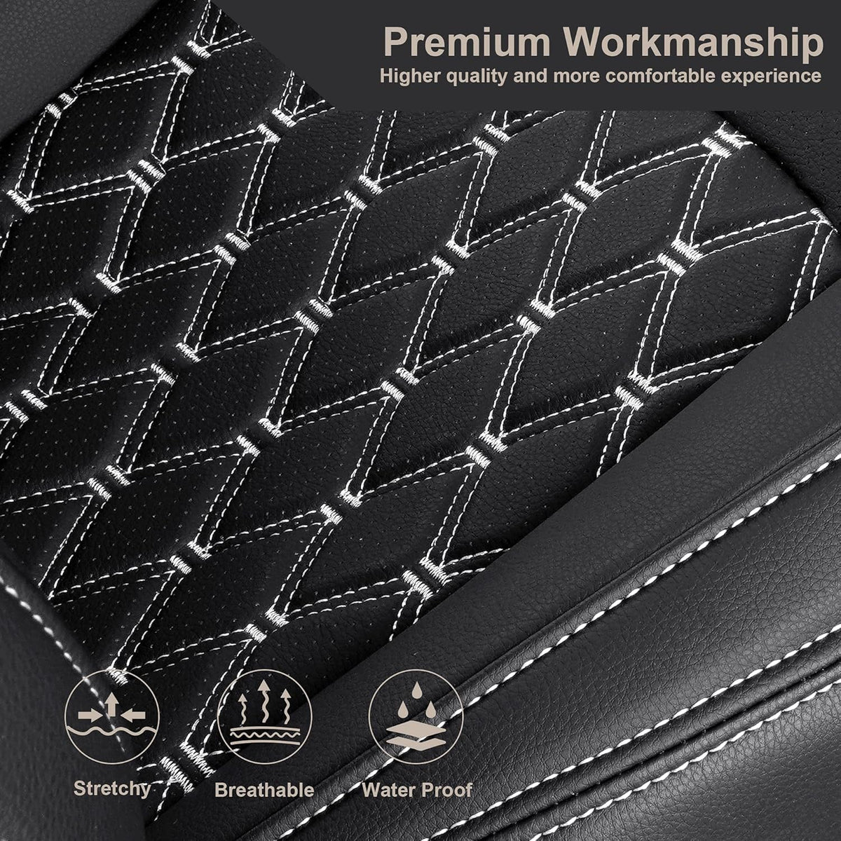 Pu Leather Car Seat Covers Full Set for Tesla Model 3 (Black) J3026