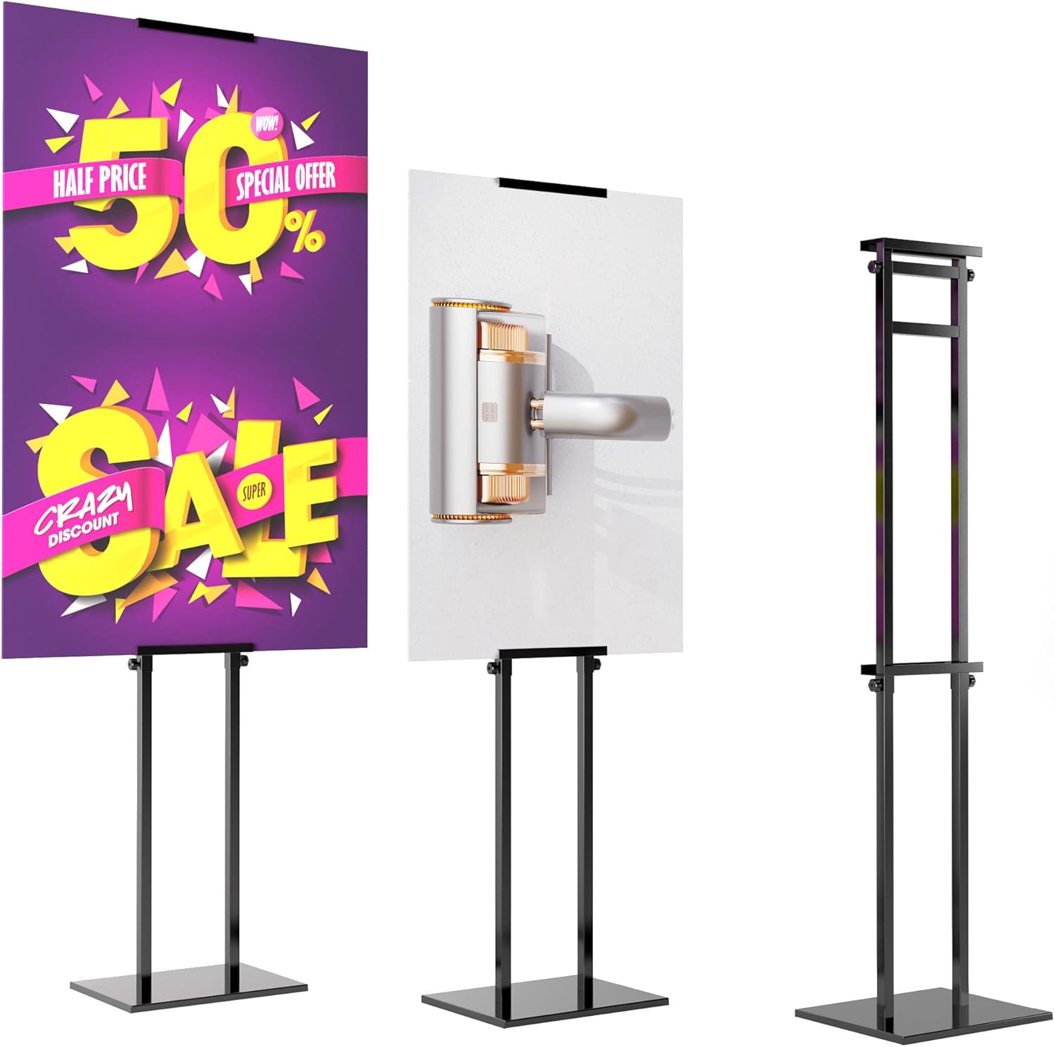 Adjustable Double-Sided Poster Stand with Base, Pack of 2 C47556