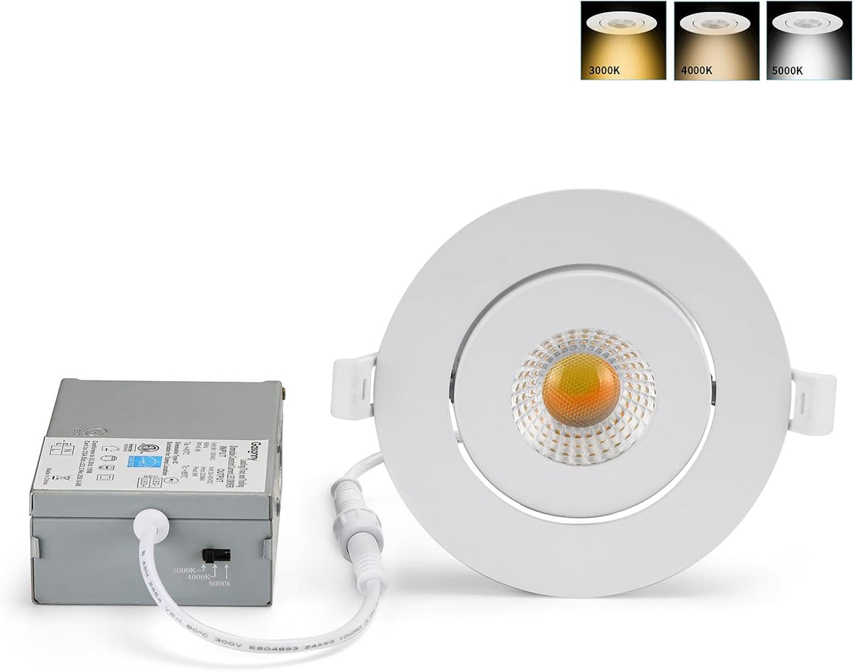4 Inch Ultra-Thin Adjustable LED Recessed Lighting with Junction Box, 9 Watts 750lm Dimmable, 4pack A972
