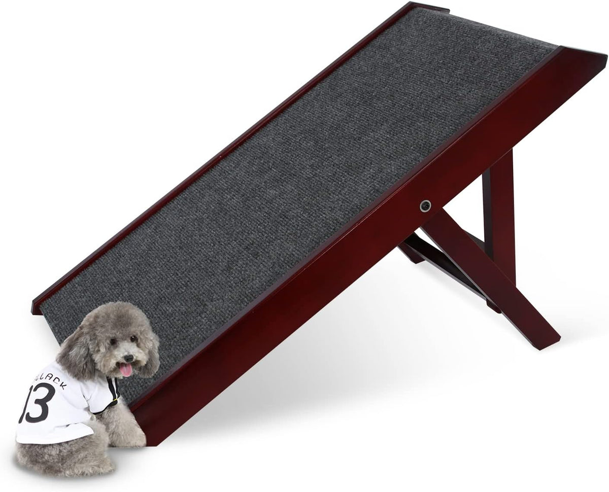 Wooden Collapsible Pet Ramp with Non-Slip Carpet for Small Dogs B693