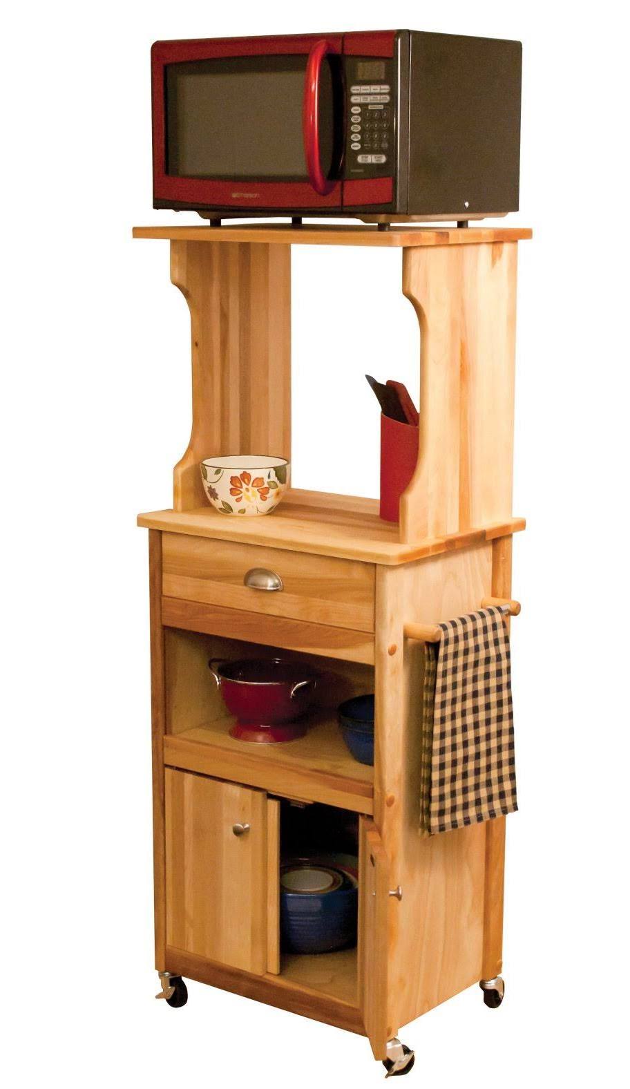 Natural Microwave Cart with Open Storage A708773