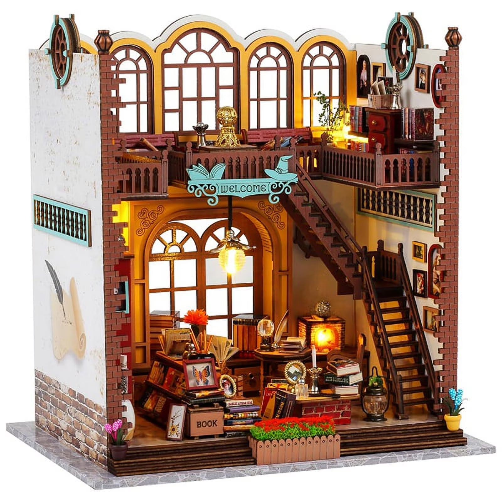 DIY Miniature Wooden Doll House Kit with Furniture and LED Decor C79909