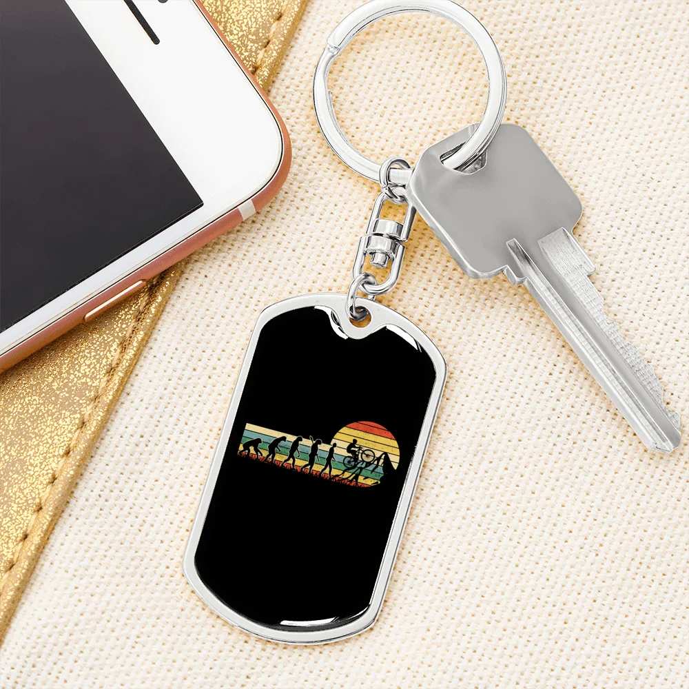 Stainless Steel or 18k Gold Swivel Dog Tag Keychain U8485