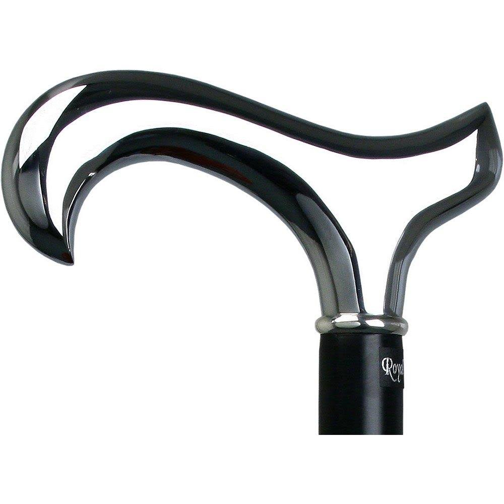 Chrome Plated Derby Walking Cane with Black Beechwood Shaft and Silver Collar P19173
