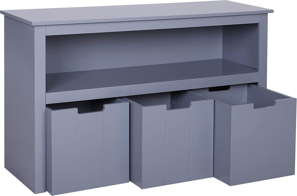Grey Toy Storage Chest with Drawers and Shelves Z3986