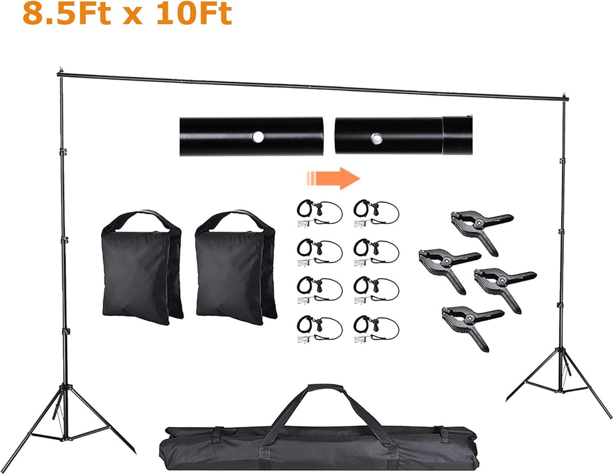 8.5x10ft Adjustable Backdrop Stand with Carry Bag H27056
