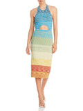 Cut-Out Midi Halter Dress J68583