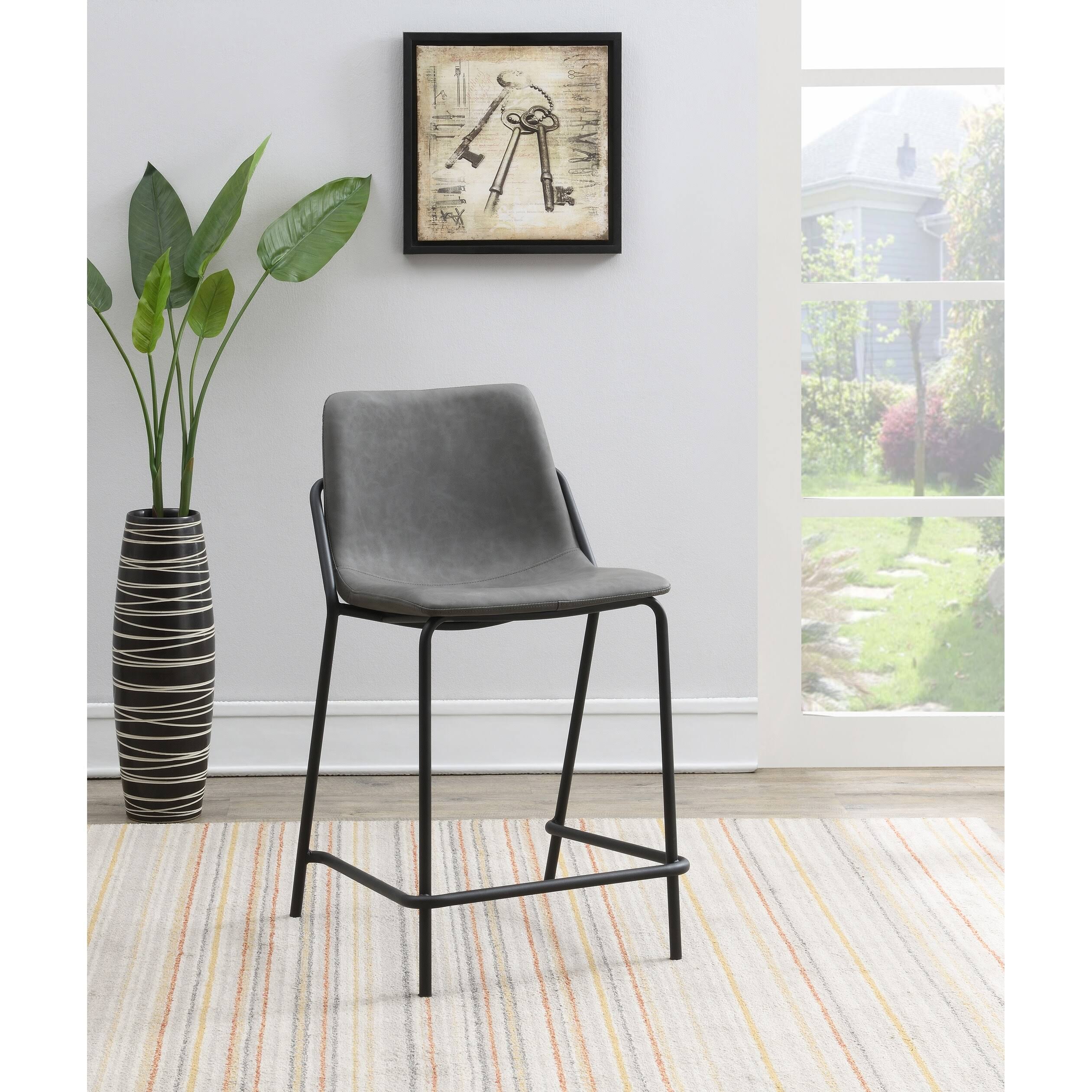 Grey Counter Height Stool Set of 2 D8479