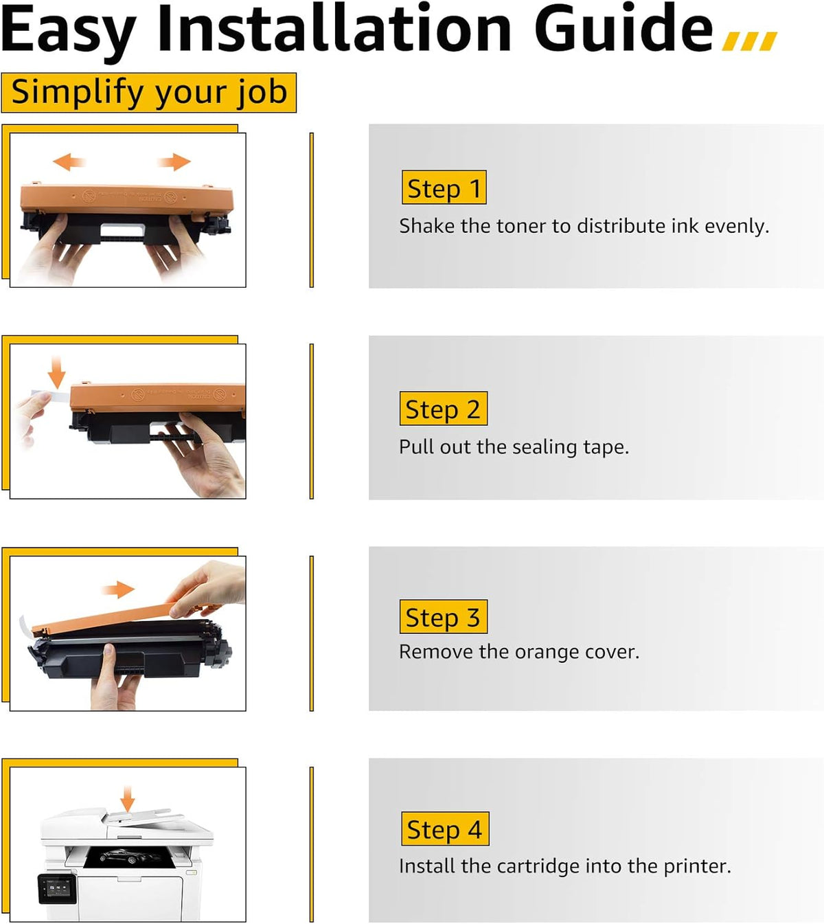 4 Pack Black Toner Cartridge for HP 17A CF217A Printer O510