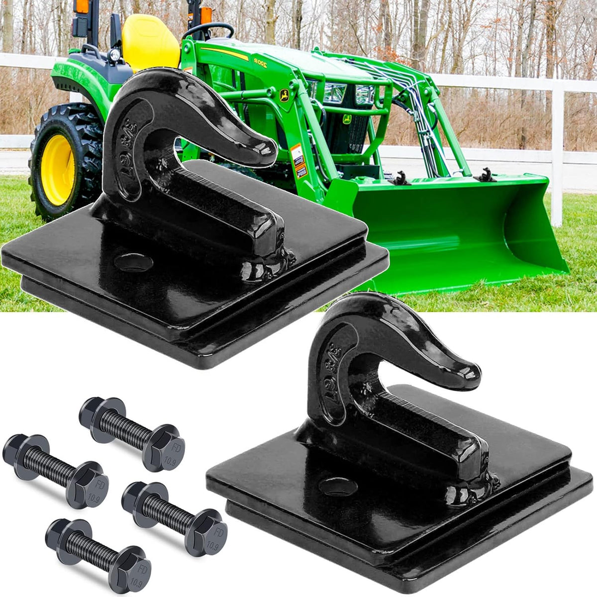 3/8" Bolt On Tractor Bucket Hooks, 2 Pack, Red S9154