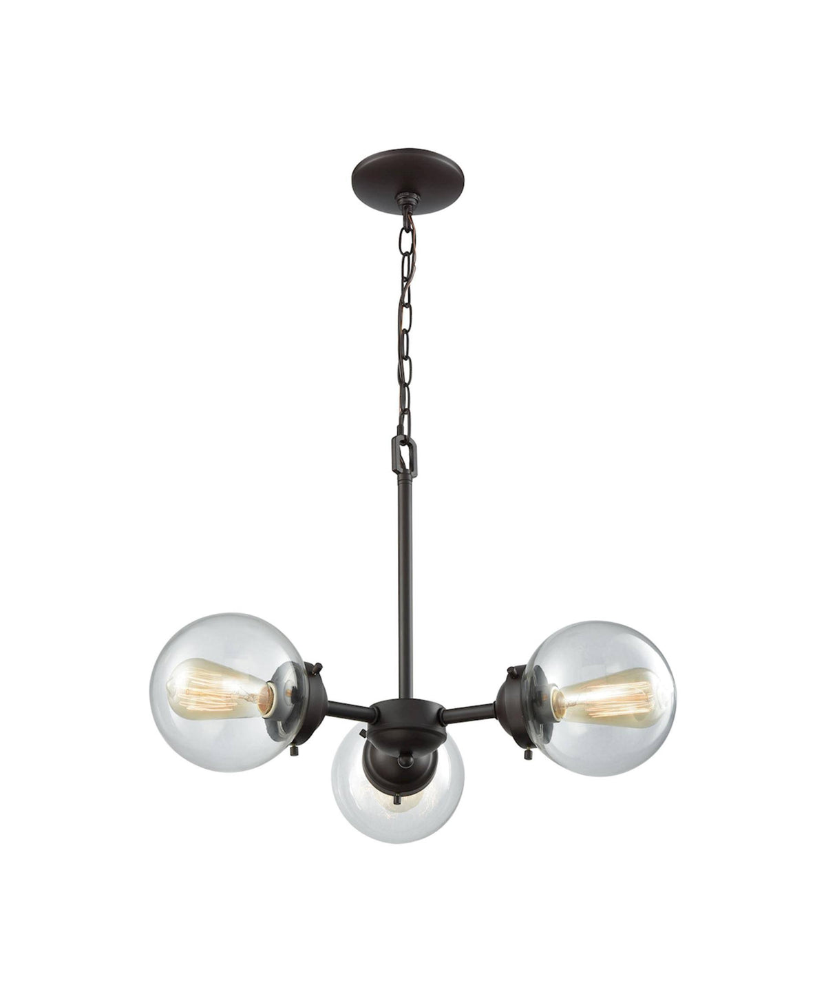 3 Light Chandelier in Oil Rubbed Bronze with Clear Glass R55742