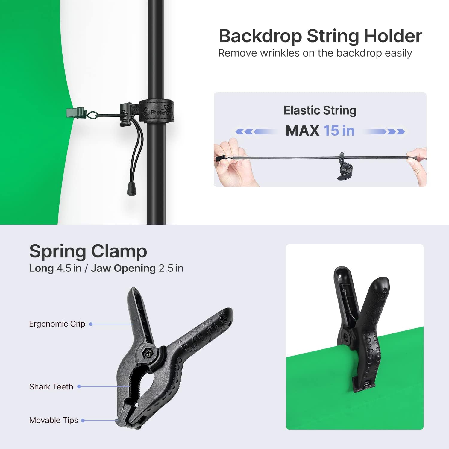 10 ft. Backdrop Support Stand Softbox Lighting Kit with White Black Green Background Screen S37483