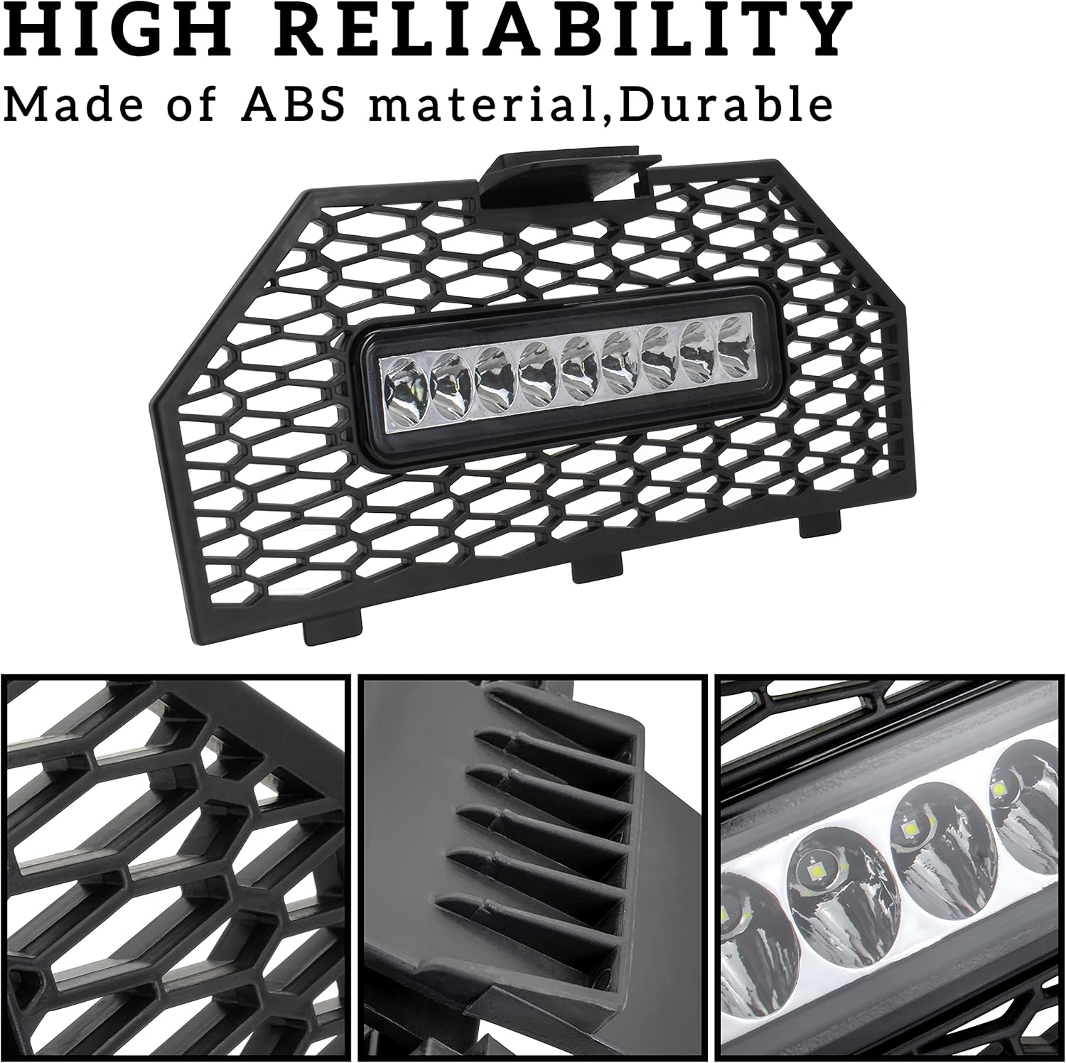 Front Grill Screen Radiator with LED Light Bar (1PCS) Pack of 2 P19816