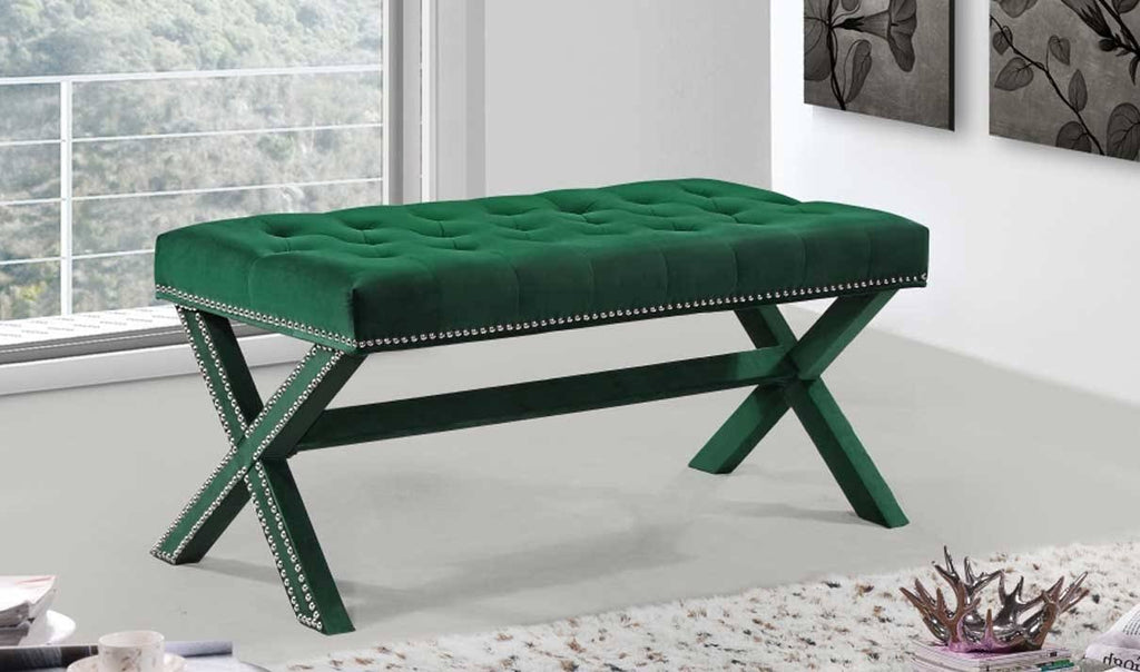 Green Velvet Bench A3981