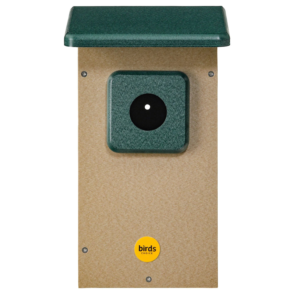 Taupe and Green Recycled Plastic Bluebird House with 1.5" Entrance Hole Y29879